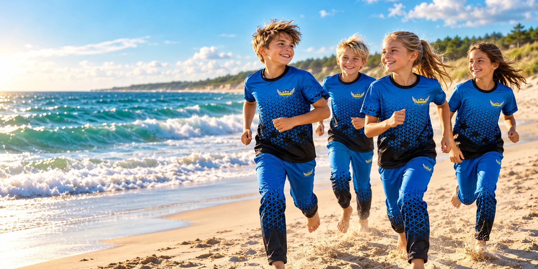 Wizualizacja wakacyjnej przygody młodych Wojowników na nadmorskiej plaży